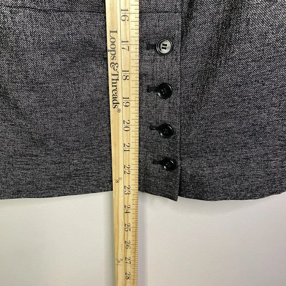 ANN TAYLOR Women Wool Blend Size‎ 10 Pencil Skirt Button Back Black Gray Lined